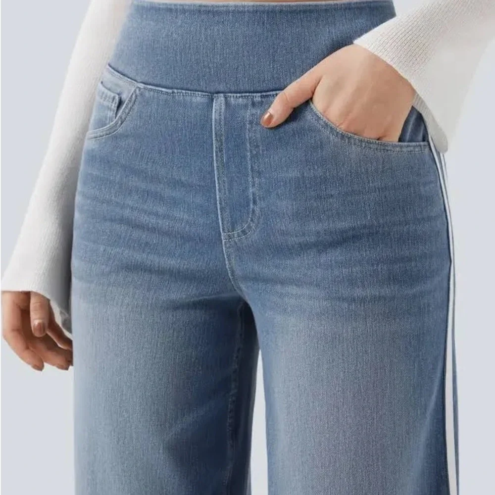👖 Halara Halara Flex High Waisted Stripe Wide
Leg Jeans with Pockets - Picture 9 of 11